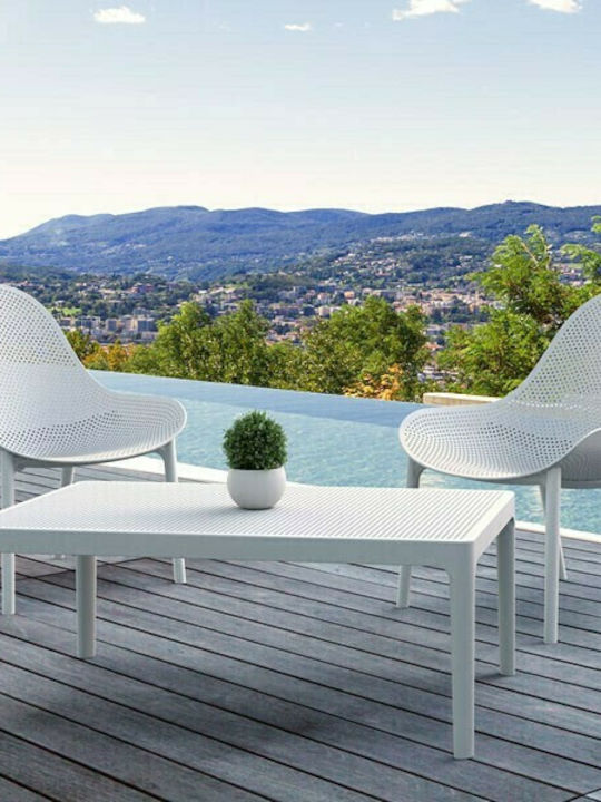 Sky Sitting Room Outdoor Free Standing Polypropylene Table White 100x60x40cm
