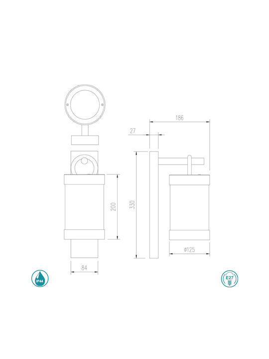 Trio Lighting Sambesi Επιτοίχιο Εξωτερικό Φαναράκι E27 IP44 12x33εκ.
