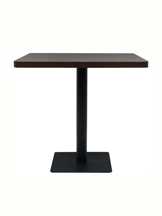 Square Table Tavern Wooden with Metal Frame Brown 80x80x75cm