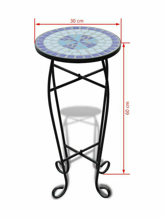 Auxiliary Outdoor Free Standing Table with Ceramic Surface and Metal Frame Blue 30x30x60cm