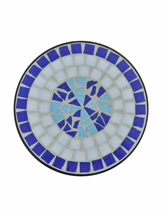 Auxiliary Outdoor Free Standing Table with Ceramic Surface and Metal Frame Blue 30x30x60cm