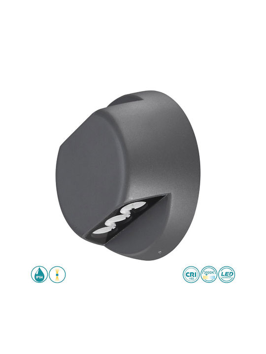 Sun Light Стенен Външен Плафон LED IP44 1W с Топло бяло Светлина Двоен лъч 14x6εκ.