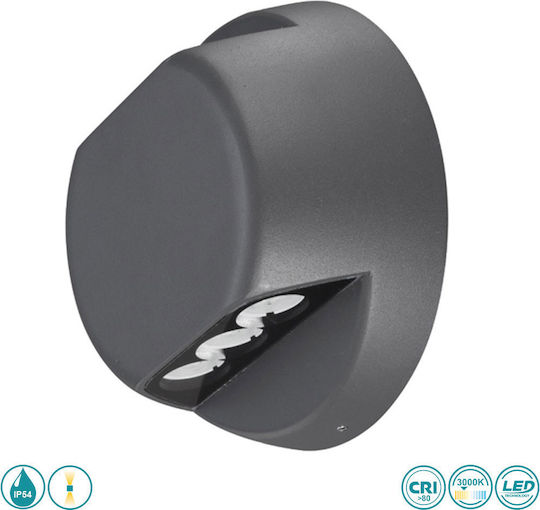 Sun Light Стенен Външен Плафон LED IP44 1W с Топло бяло Светлина Двоен лъч 14x6εκ.