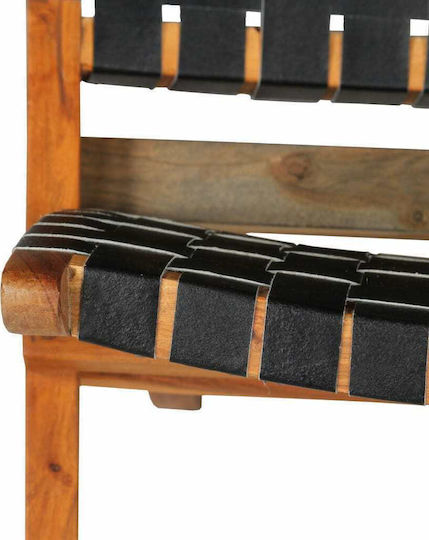 Outdoor Armchair Wooden Genuine Leather 59x72x79cm
