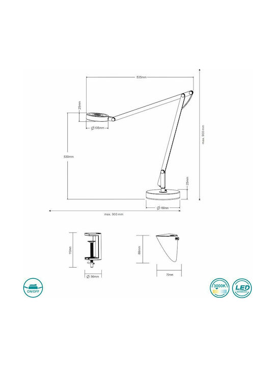Trio Lighting Amsterdam LED Office Lamp with Foldable Arm in Black Color