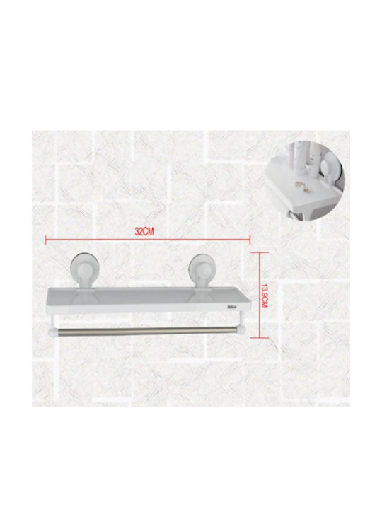 Bathlux Bathlux 30135 Επιτοίχια Ραφιέρα Μπάνιου Πλαστική με 1 Ράφι και Βεντούζες 32x11.7x13.9cm