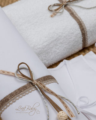 Lina Baby Baptism Towel Set Κεφαλονιά Λευκό