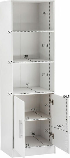 Dulap De Depozitare Pentru Birou Din Lemn Alb 60x30x180cm