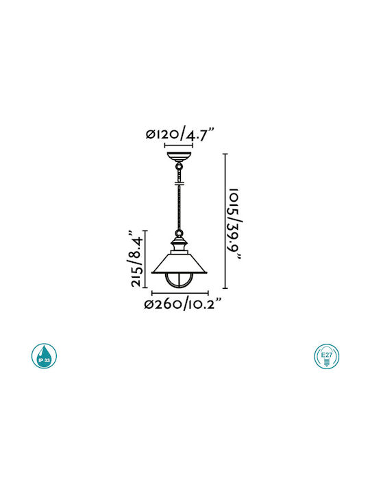 Faro Barcelona Nautica-p Outdoor Hanging Ceiling Light E27 in Orange Color 71106