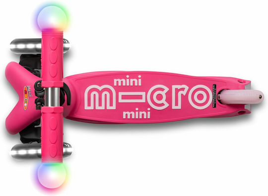 Micro Παιδικό Πατίνι Αναδιπλούμενο Mini Deluxe Magic LED Τρίτροχο για 2-5 Ετών Φούξια