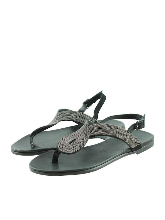 Robinson Leather Women's Flat Sandals in Black Color