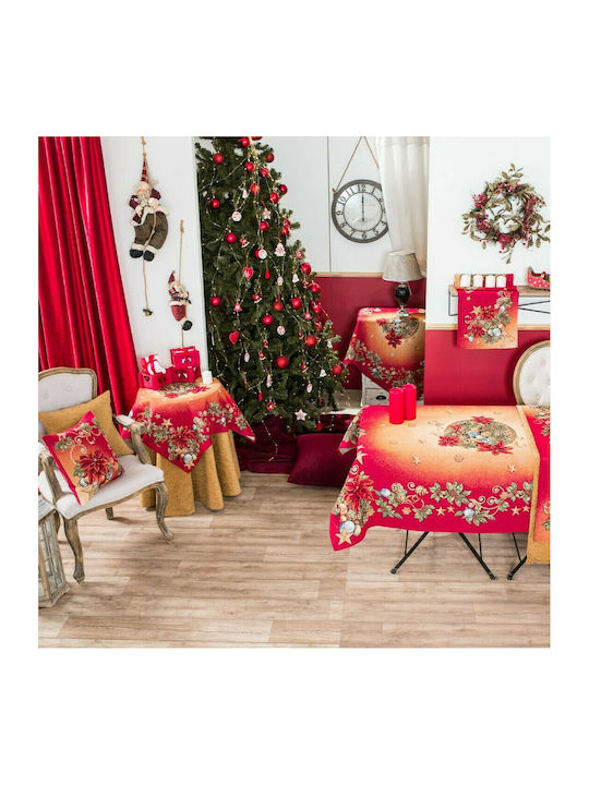 Teoran Pine Weihnachtlich Tischtuch Stoff Rot L180xB140cm.