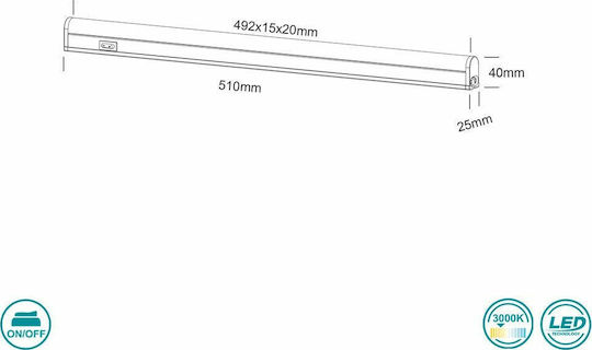 Trio Lighting Φωτιστικό Πάγκου Κουζίνας Ramon LED 7W Θερμό Λευκό με Διακόπτη Μ51xΒ2.5xΥ4εκ.