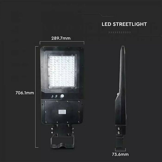 V-TAC Lampă Solară Stradală 40W 4800lm Alb Natural 4000K cu Senzor de Mișcare, Fotocelulă și Telecomandă IP65 70.61bucx28.97bucx7.36buccm