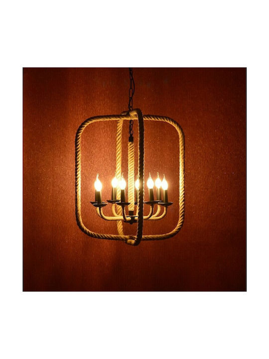 Aca Cern Chandelier Ø50cm with Rope Beige Aca Cern Chandelier Ø50cm with Rope Beige