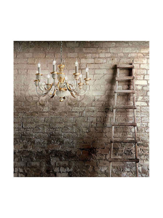 Ideal Lux Chandelier Ø64cm with Candlesticks White