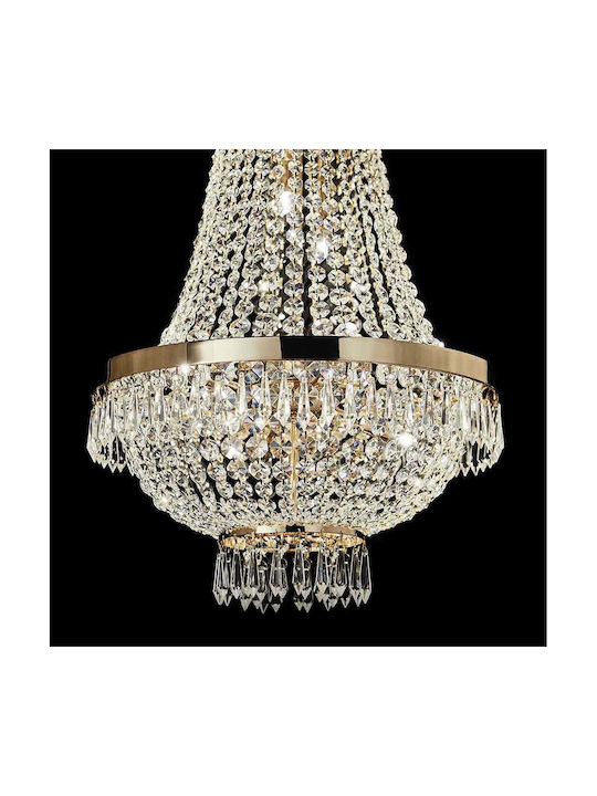 Ideal Lux Πολυέλαιος Ø45cm με Κρύσταλλα Χρυσός Ideal Lux Πολυέλαιος Ø45cm με Κρύσταλλα Χρυσός