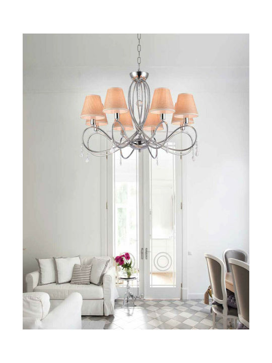Home Lighting Kronleuchter 8xE14 Ø70cm mit Schirmen Silber 77-3666