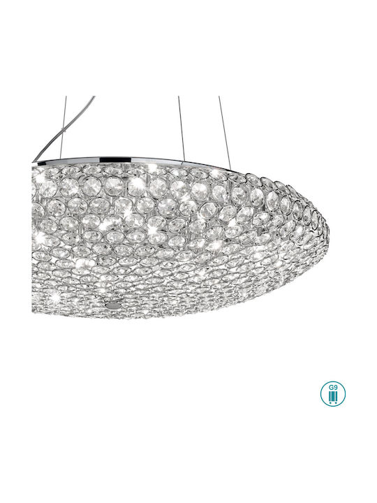 Ideal Lux Πολυέλαιος Ø65cm με Κρύσταλλα Ασημί Ideal Lux Πολυέλαιος Ø65cm με Κρύσταλλα Ασημί