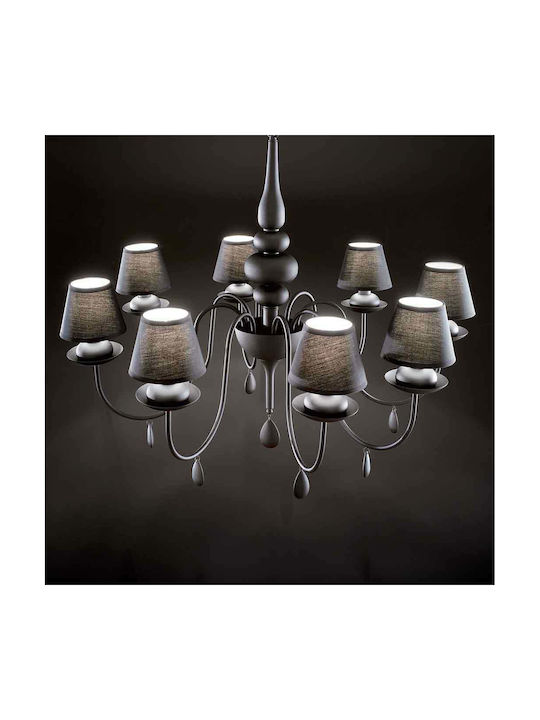 Ideal Lux Chandelier Ø75cm with Black Lampshades