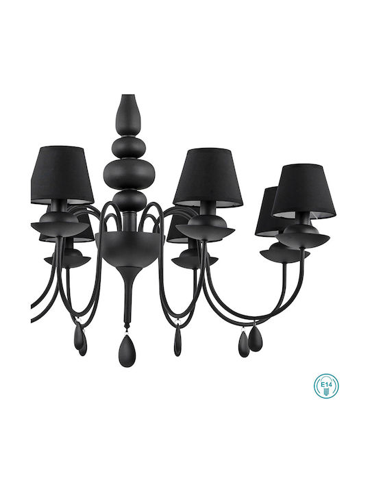 Ideal Lux Полилей 8xE14 Ø92см с Абажури Черен 111896