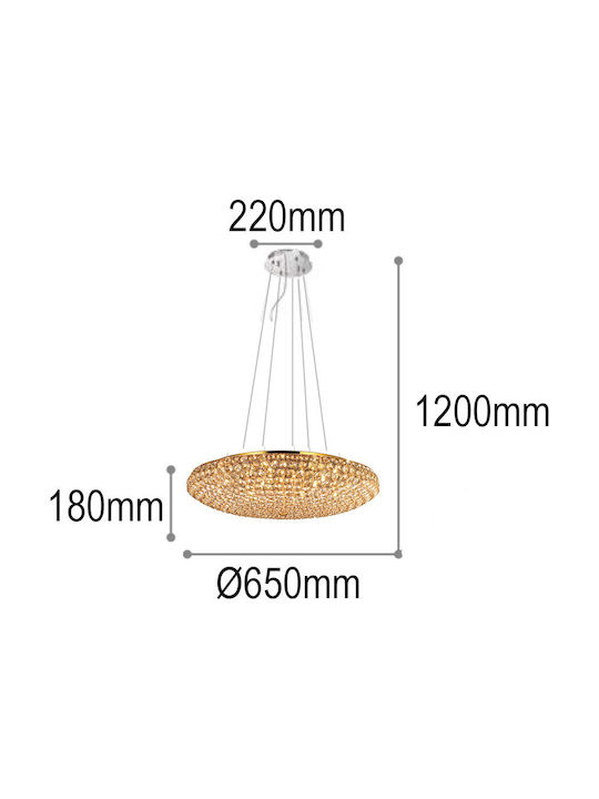 Ideal Lux King Kronleuchter 12xG9 mit Kristallen Gold 088020