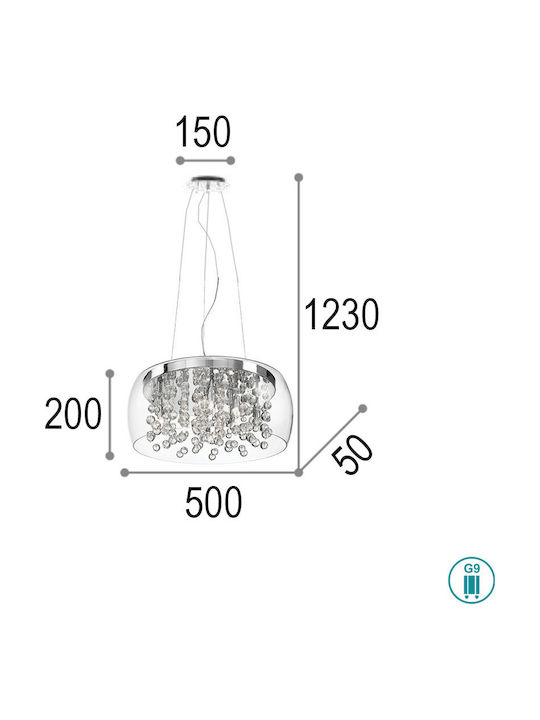 Ideal Lux Chandelier with Crystals 8xG9 Transparent 031750