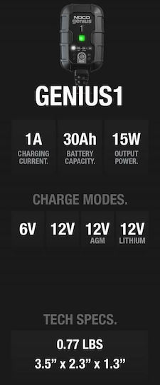 Noco Genius1 Car Battery Charger & Maintainer 6/12V