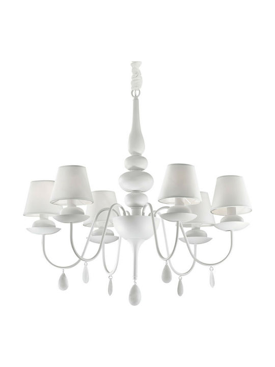Ideal Lux Chandelier Ø75cm with White Lampshades