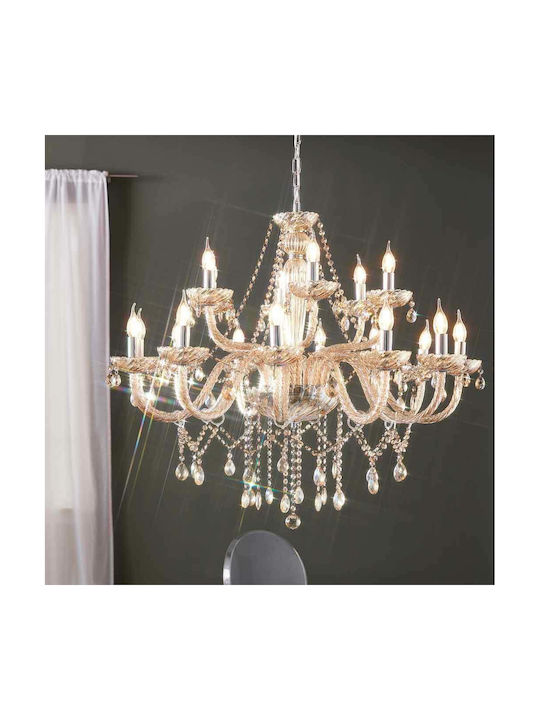 Eglo Basilano Candelabru 18xE14 Ø100cm Cu Sfeșnice Galben Miere 39095