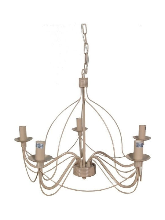 Artekko Πολυέλαιος 5xE14 Ø60cm με Καπέλα Μπεζ 027-3011