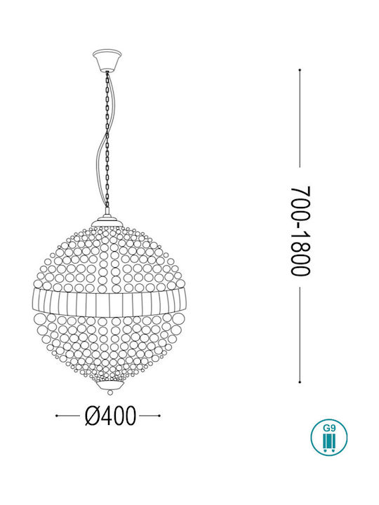 Ideal Lux Kronleuchter 6xG9 Ø40cm mit Kristallen Transparent 092911