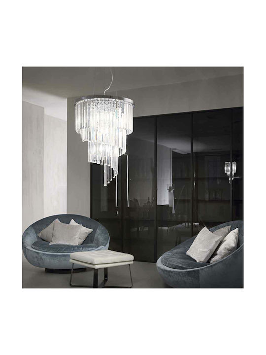 Ideal Lux Chandelier with Crystals 12xE14 Gold 50cm 213521