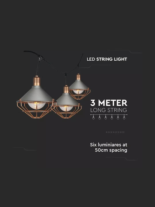 V-TAC VT-717S Στεγανή Γιρλάντα Φωτισμού LED IP65 3m με 6 Φαναράκια