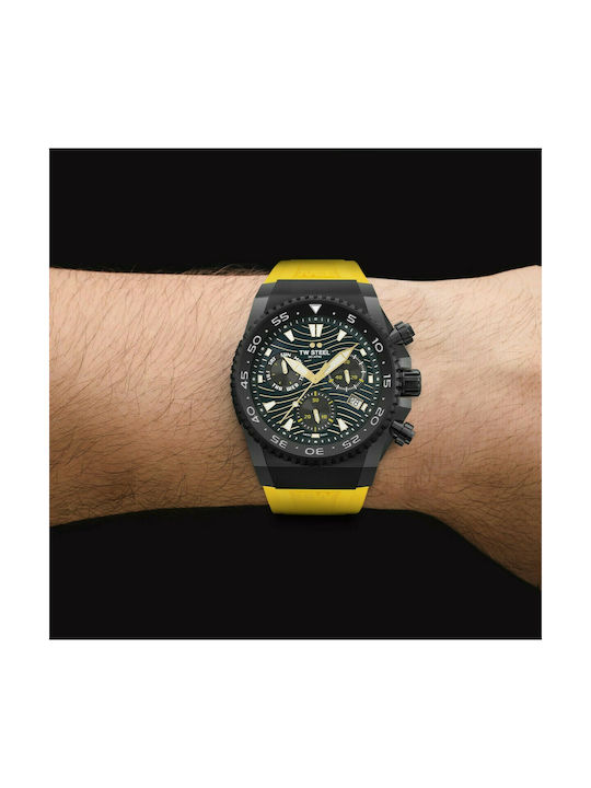 TW Steel Ρολόι Ace Driver Χρονογράφος με Δερμάτινο Λουράκι σε Κίτρινο χρώμα