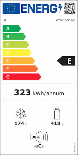 LG Frigider cu două uși 592lt Total NoFrost Î184xL86xA73cm. Inox GTB916PZHYD