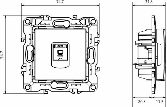 Aca Prime Μονή Πρίζα Δικτύου RJ45 χωρίς Πλαίσιο Τύπου Cat6 σε Χρυσό Χρώμα 1000113204