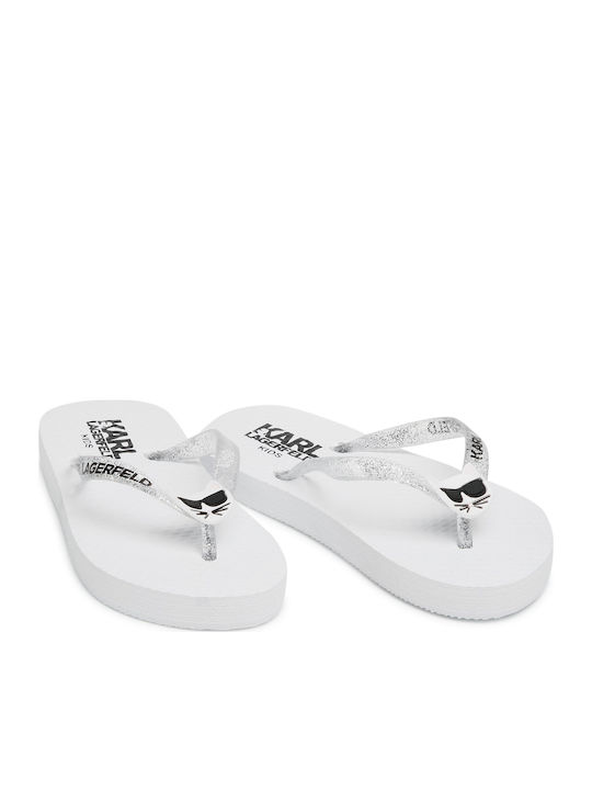 Karl Lagerfeld Șlapi pentru copii Flip Flops Albe