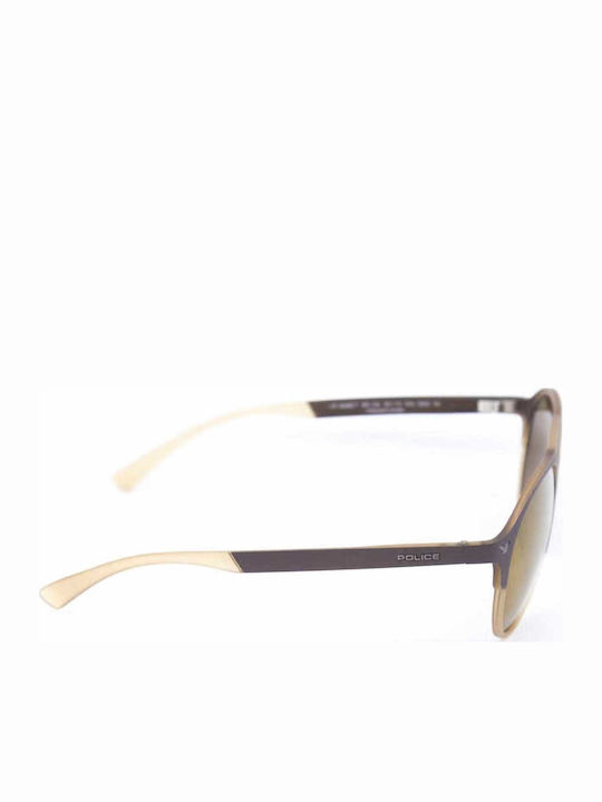 Police Game 7 Men's Sunglasses with Black Plastic Frame and Brown Lens SPL163 7ESG