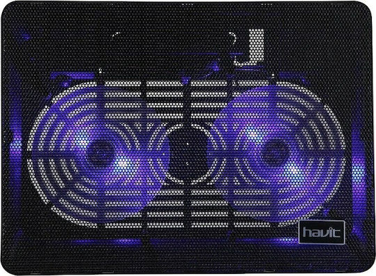 Havit F2035 Cooling Pad για Laptop έως 15.6" με 2 Ανεμιστήρες και Φωτισμό Μωβ