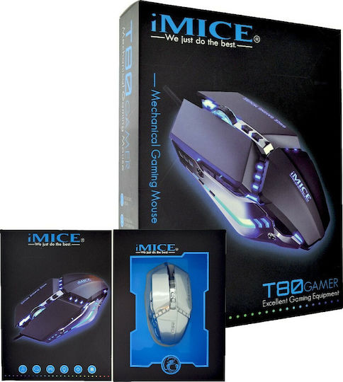 iMice T80 Gaming Ποντίκι 3200 DPI Ασημί