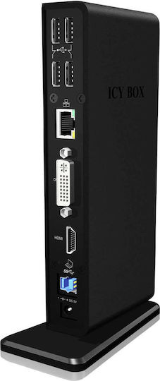 Icy Box USB-C Docking Station with HDMI Ethernet and Support for 2 Monitors Black (IB-DK2241AC)