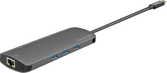 Promate PrimeHub-C USB-A Stație de andocare cu 4K PD Ethernet Negru