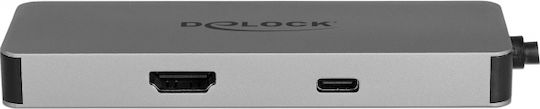 DeLock USB-C Docking Station με HDMI 4K PD Ασημί (87743)