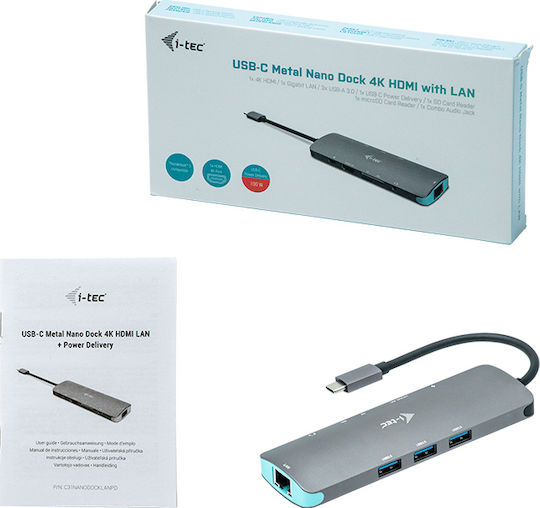 i-tec USB-C Docking Station mit HDMI 4K PD Ethernet Gray (C31NANODOCKLANPD)