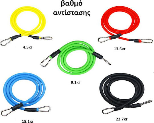 03005HGE00CL Σωληνωτά Λάστιχα Γυμναστικής με Λαβές Σετ 5τμχ Πολύχρωμα