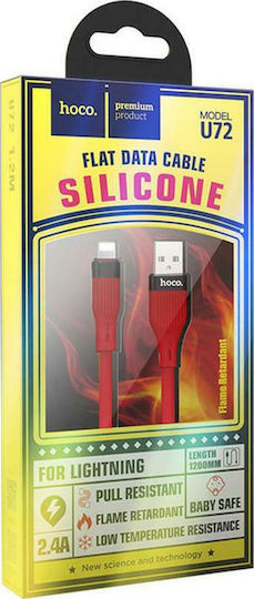 Hoco U72 Flat USB-C to Lightning Cable Red 1.2m