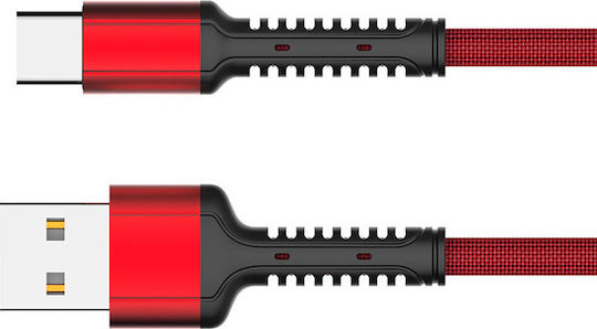 Ldnio LS63C Braided USB 2.0 Cable USB-C male - USB-A Red 1m