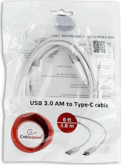 Cablexpert USB 3.0 Cable USB-C male - USB-A 36W Λευκό 1.8m CCP-USB3-AMCM-6-W