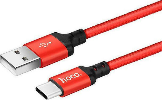 Hoco Cablu USB 2.0 Braided USB-C Masculin - USB-A Roșu 1m X14